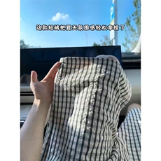 格子条纹男夏季薄款休闲五分短裤，A061-AD01548-特P25-视频截图，男装牛仔裤，电商A061