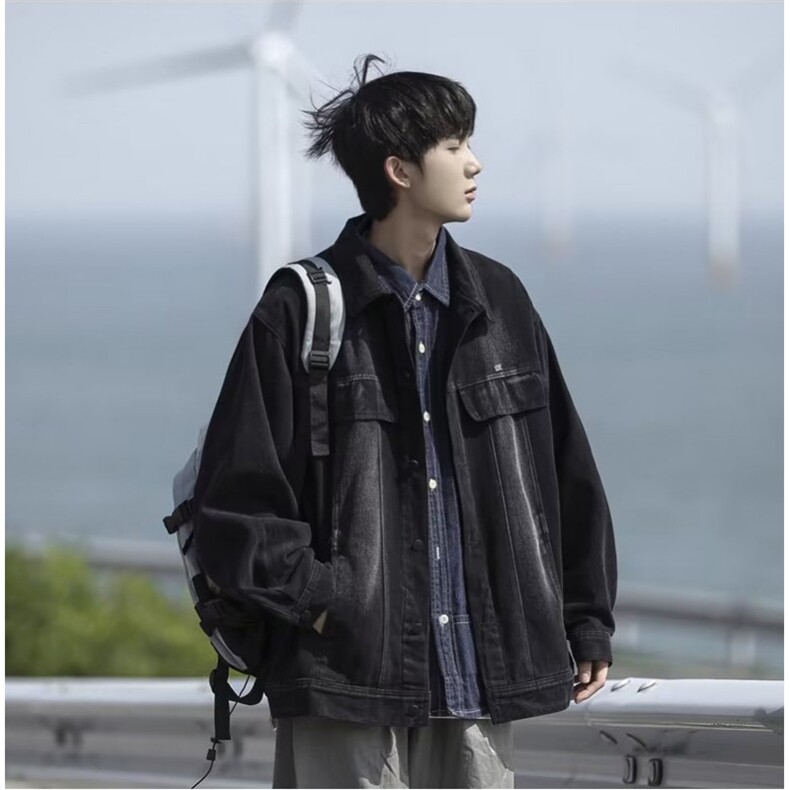 日系Cityboy复古绿色水洗牛仔外套男春秋季新款港风工装夹克N331,男装夹克,星座1116A-1（原606A）