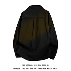 C5067/P40秋装新款老钱风长袖假两件V领POLO衬衫男设计感大码上衣，男装Polo衫，电商A141