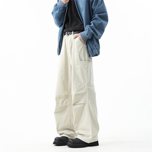 C315-XT08秋冬现货高质量100棉工装褶位直筒休闲裤(P65X89)棚拍3图片