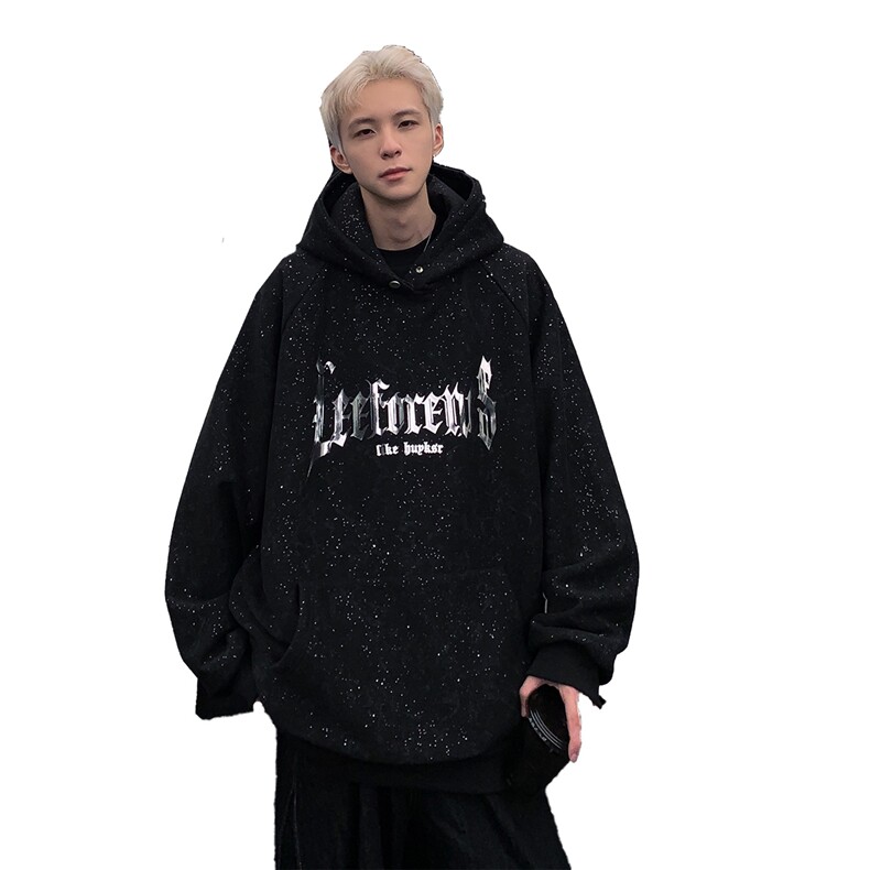 满天星长袖卫衣男春秋季新款美式感连帽宽松外套金属印花W88-P68,男装卫衣,电商C307