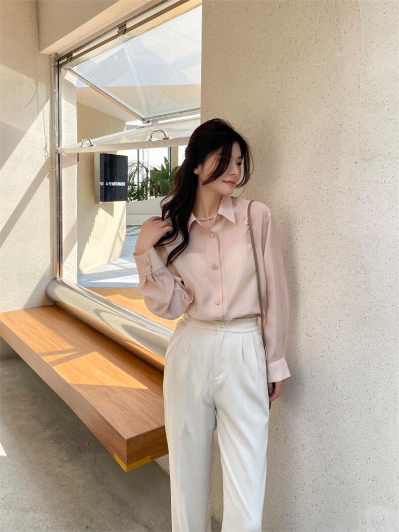 简单百搭款衬衫，温柔韩系，女装衬衫，奢纹