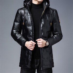 羽绒服男士中长款可脱卸帽亮面羽绒服男保暖加厚外套HBJ2085-P270，男装羽绒服，电商B212（原钱塘6029）