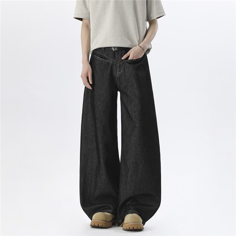 xz905-Z083#P65原牛宽松阔腿牛仔裤，男装牛仔裤，星座905