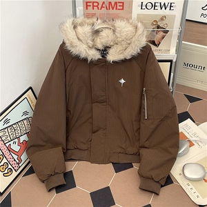 美式潮牌毛领加厚短款棉服男女冬季cleanfit保暖棉衣M0776-P93图片
