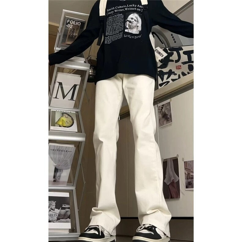 白色微喇牛仔裤男款美式裤子显瘦显高直筒长裤HK1012P33,男装牛仔裤,星座1112-1