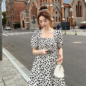《48H发》高数据短袖连衣裙女碎花中长款裙子图片