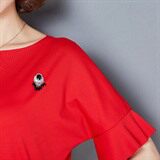 2021年夏季短袖套头圆领纯色蝙蝠袖简约大气雪纺衫，女装蕾丝衫/雪纺衫，安之芮娜