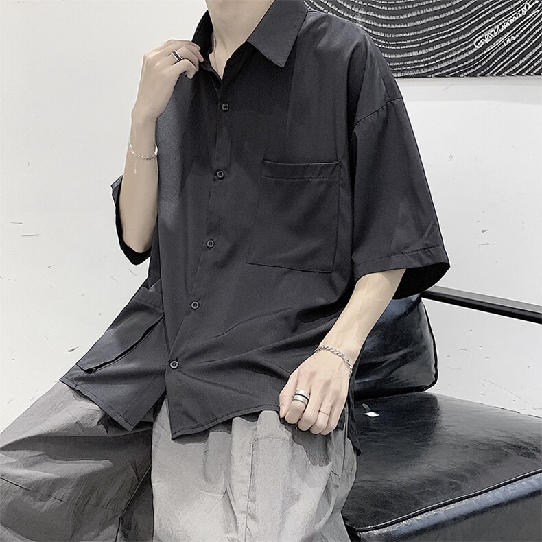518夏季短袖衬衫男痞帅潮流冷淡风中性衬衣CS2006,男装衬衫,星座507