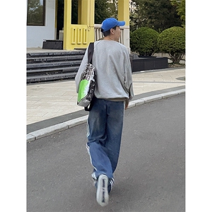 B221 美式ins高街小众宽松三条杠运动牛仔裤 LK23130-P60 控78图片