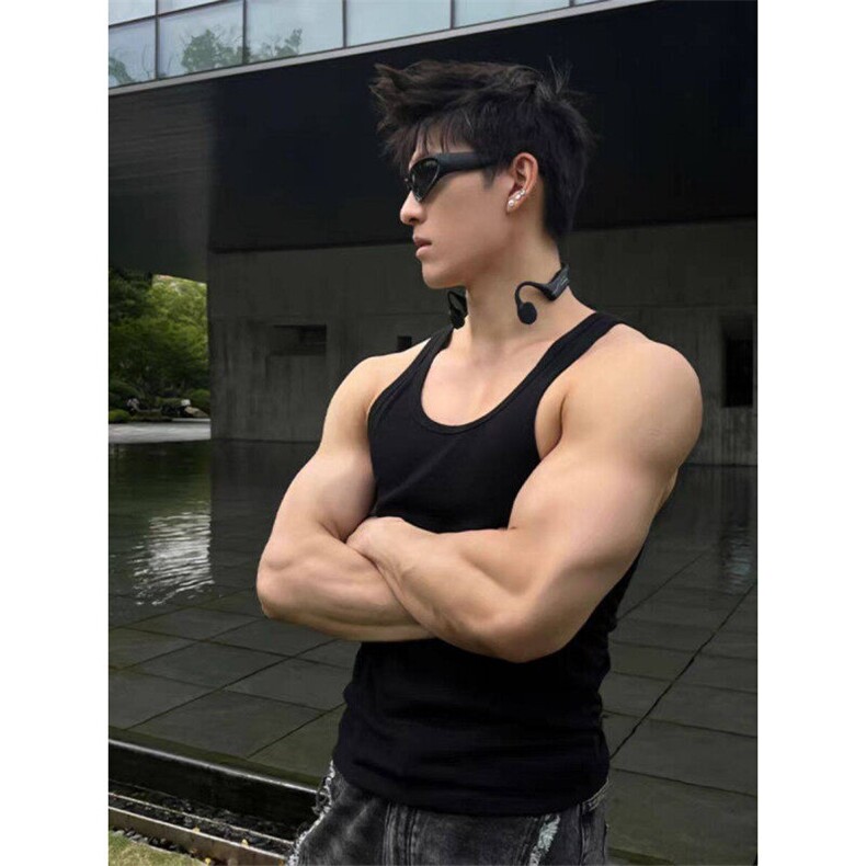 重磅弹力透气螺纹背心男款打底t恤弹性健身运动310A-4-BX66-P13,男装T恤,星座310A-4
