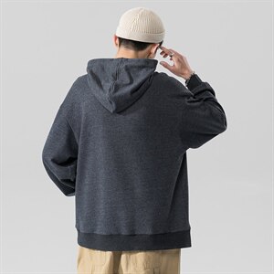 2021秋季新无影墙日系大码男撞色贴布拼接连帽套头卫衣W5031-P45图片