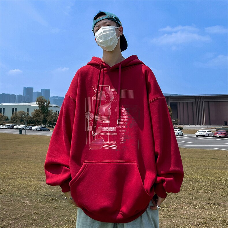 抖音得物供货可提供视频春装重磅美式宽松连帽卫衣DL2401,男装卫衣,电商A486-1