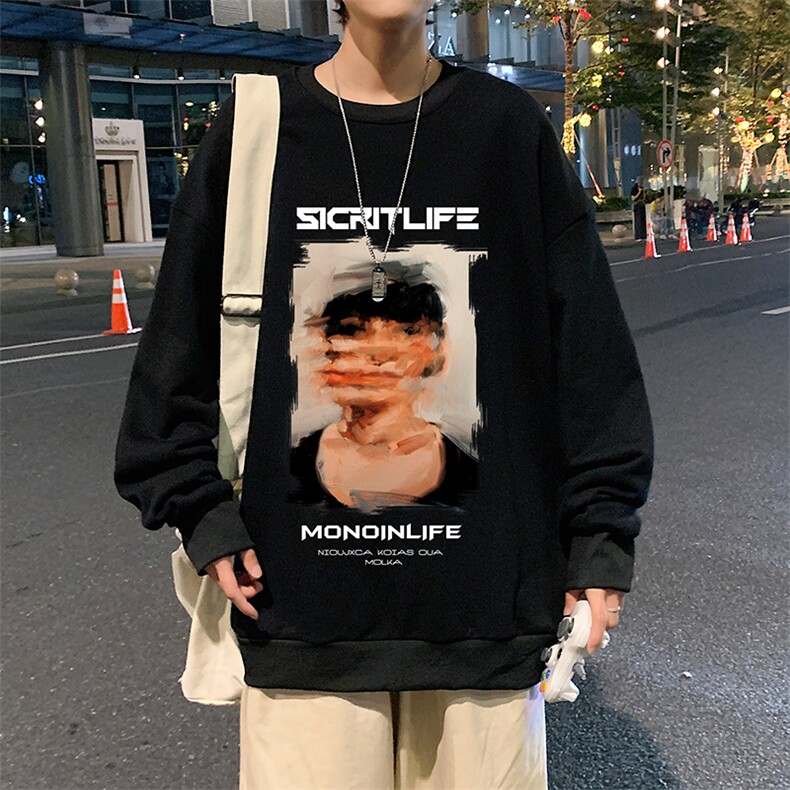 S6213-P28 加绒款-P33 秋季圆领卫衣男大码韩版宽松长袖外套图片