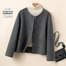 双面呢羊毛大衣女2025冬新款宽松西装领小个子高端羊毛外套女，女装双面呢大衣，优远毛呢大衣