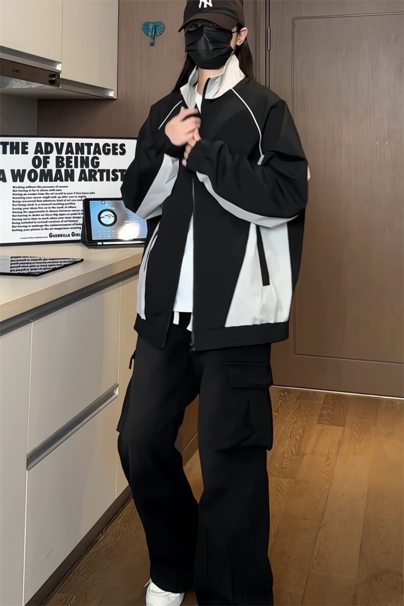 JK5003/P65春装新款个性撞色设计立领飞行员夹克男潮流上衣外套,男装夹克,电商A141