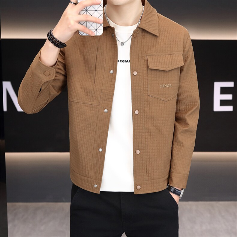 夹克外套男春秋休闲百搭时尚翻领男士夹克上衣N7805-P90图片