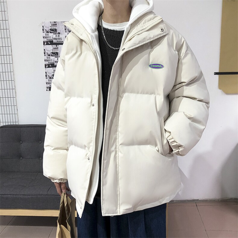 港风ins撞色拼接拼料厚款保暖连帽情侣棉服 A071-Y280-P120图片