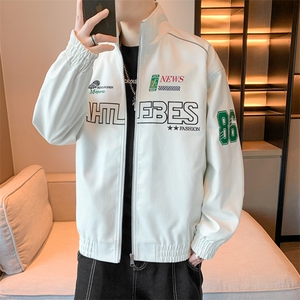 春季新款机车服夹克男潮炸街痞帅外套宽松赛车潮牌JK079-P83图片