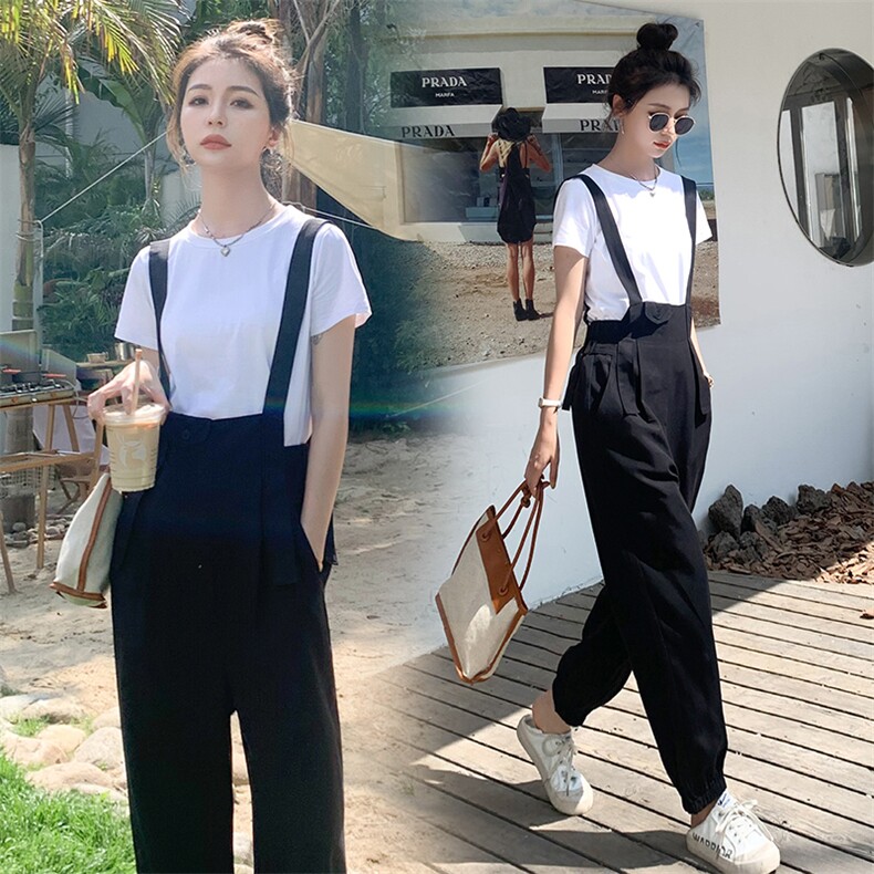 休闲流行背带裤ins潮2026夏季新款欧货时尚束脚裤吊带裤两件套装，女装套装/套裙，霓裳依族
