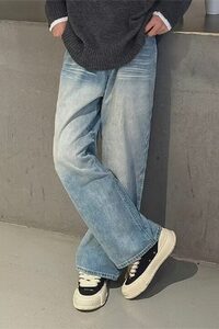 复古宽松显瘦阔腿牛仔裤女春秋简约潮搭男牛仔裤子 网图NTG41-p45图片