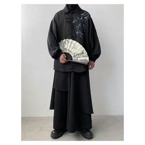 新中式风盘扣刺绣长袖衬衫男装设计感高级C318-P43图片