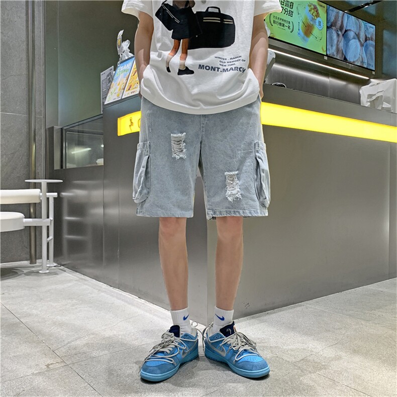 破洞工装牛仔短裤男夏季新款潮牌直筒复古休闲五分中裤DK265-P40,男装牛仔裤,星座1008