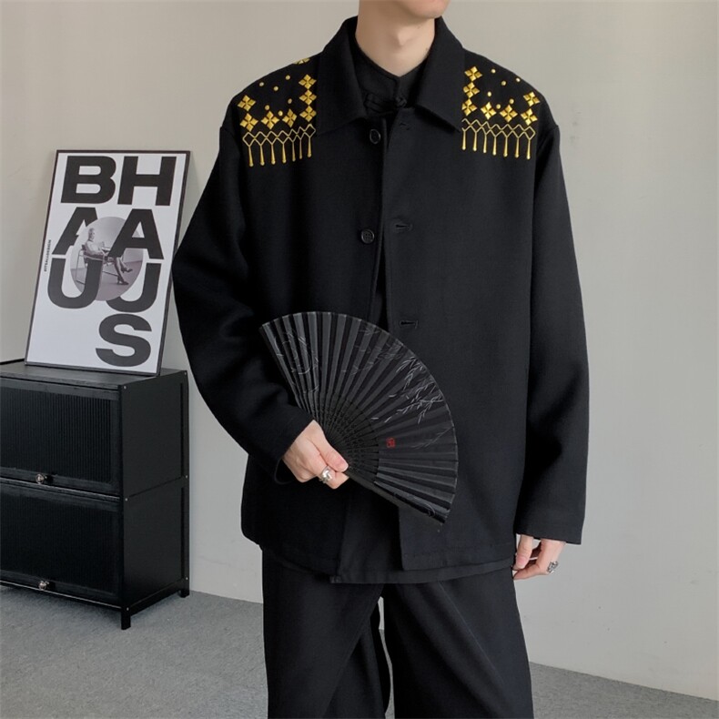 秋季高级金色刺绣山本耀司暗黑夹克外套小众男女公务员行政中山装,男装夹克,星座909