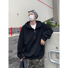美式高街连帽卫衣男2025新款宽松半拉链帽衫外套W4688-特价P48，男装卫衣，电商A007