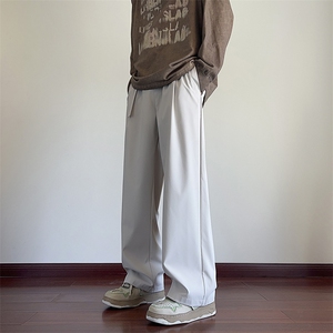 KP853 P40港风宽松休闲裤直筒拖地裤拼接束脚裤卫裤图片