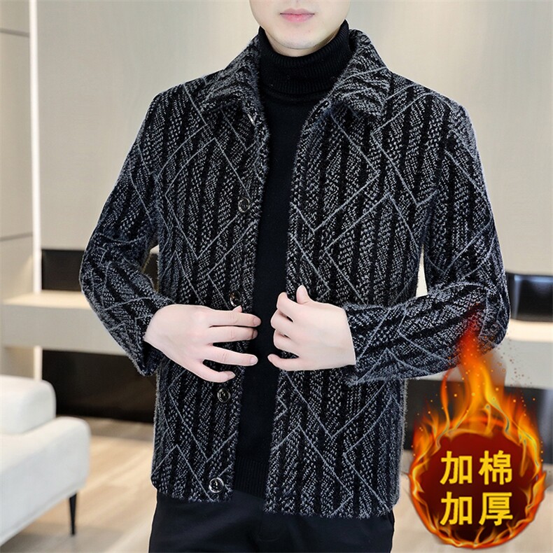 冬季新款韩版修身加棉加厚翻领毛呢大衣短款夹克外套男A75P140,男装毛呢大衣,电商B226