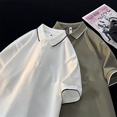 2025新款短袖t恤男士翻领Polo衫高级感内搭重磅打底衫男PL05-P50，男装T恤，电商B278