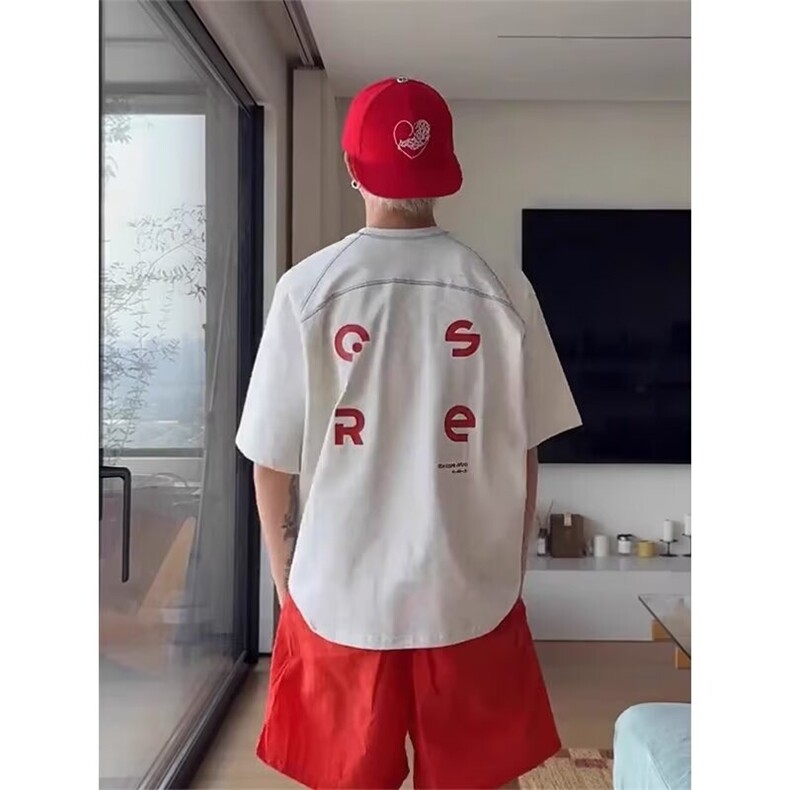 韩版高街帅气短袖衬衫男夏季薄款潮流ulzzang百搭休闲五分袖衬衣,男装T恤,星座506A
