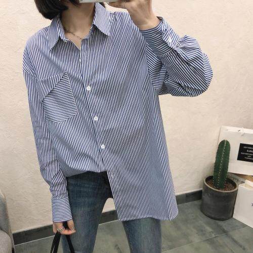 春夏条纹衬衫，女装衬衫，变色鸟(4F)