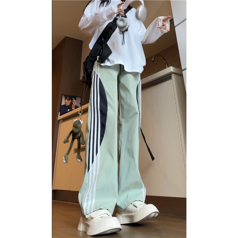 抖音品质秋季新款潮流撞色条纹宽松冲锋裤B315-K24321-特p35控68,男装休闲裤,电商B315