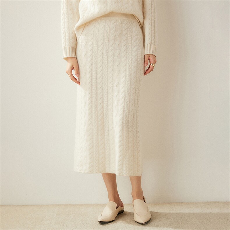 2024年秋冬季35%羊绒新中式套装半身裙，女装半身裙，绒创羊绒