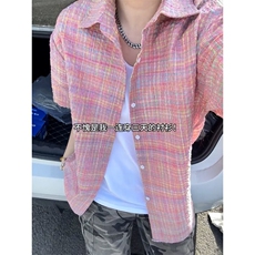 B221美式ins高街宽松薄款泡泡格短袖衬衫SY2548-特P35控59，男装衬衫，电商B221