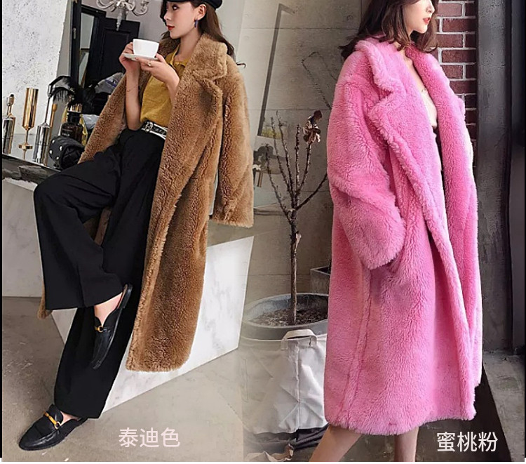 环保皮草外套女中长款2024年冬季新款羊羔毛羊剪绒加厚毛毛大衣女,女装皮草,尚羽泽网红店