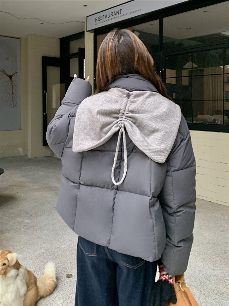 针织披肩灰色90绒羽绒服女2025冬季新款设计感显瘦气质巨好看外套,女装羽绒服,艾米莉亚