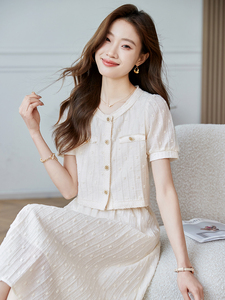 拉夏贝尔官方气质时尚套装女2025年夏季新款小衫半身裙休闲两件套图片