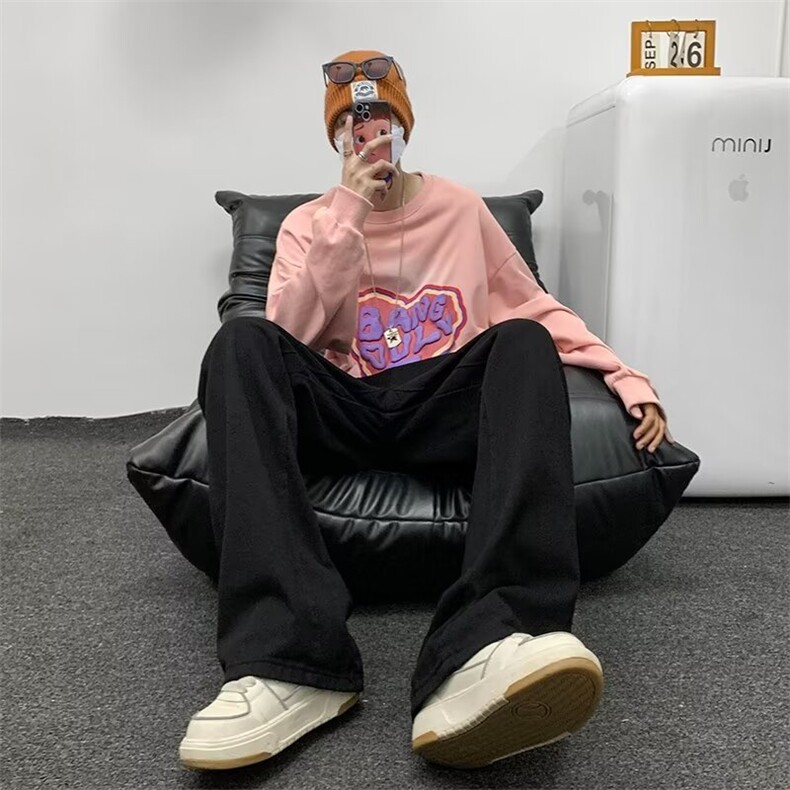美式高街牛仔裤男秋潮百搭宽松直筒裤复古裤K1599-P48,男装牛仔裤,星座1109-3