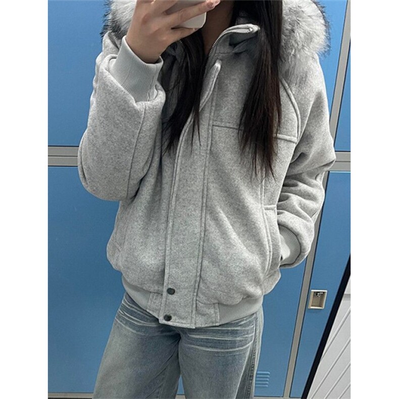 百搭氛围感灰色连帽毛领棉衣冬日保暖新款拼接外套M7886,男装棉衣,星座1116A（原606A-3）