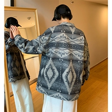 秋季新款民族风翻领夹克宽松休闲复古外套JK4401-P78，男装民族服装，星座1204