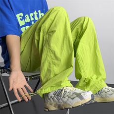 休闲裤男韩版潮流粉色个性帅2023夏季新款ins宽松束脚裤K4284-P34，男装休闲裤，星座412-3