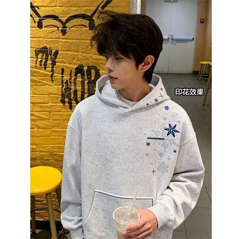 1506-1/QB3-870/P52卫衣男连帽春秋季ins宽松潮牌印花百搭外套图片