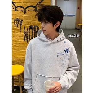 1506-1/QB3-870/P52卫衣男连帽春秋季ins宽松潮牌印花百搭外套图片