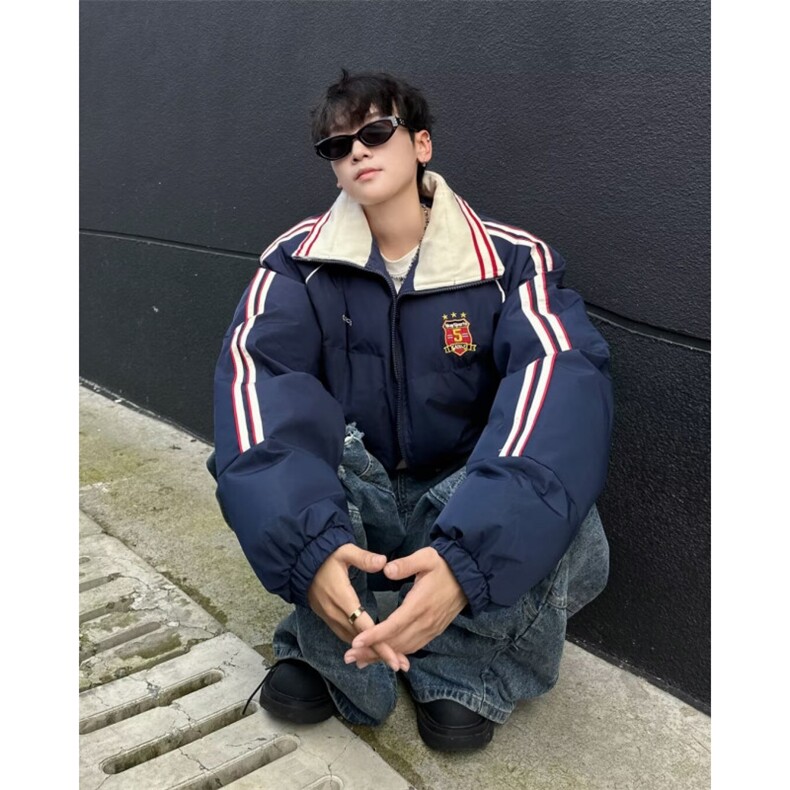 潮牌复古棉服男女秋冬季宽松拼色学院风休闲百搭外套LY4122-p103,男装棉衣,星座1008