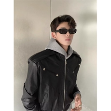 秋冬设计感短款垫肩机车皮衣男痞帅气质宽松休闲PU皮夹克外套潮流，男装夹克，星座506A