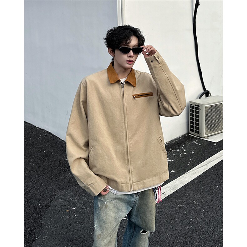 8XL-M春季水洗帆布短款夹克男生vintage美式复古工装外套JK003P98,男装夹克,电商B312