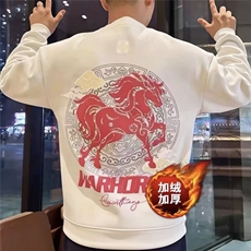 1506-091/WF1701/P40印花秋冬卫衣马年本命服加绒加厚男款百搭潮，男装卫衣，星座1506-1